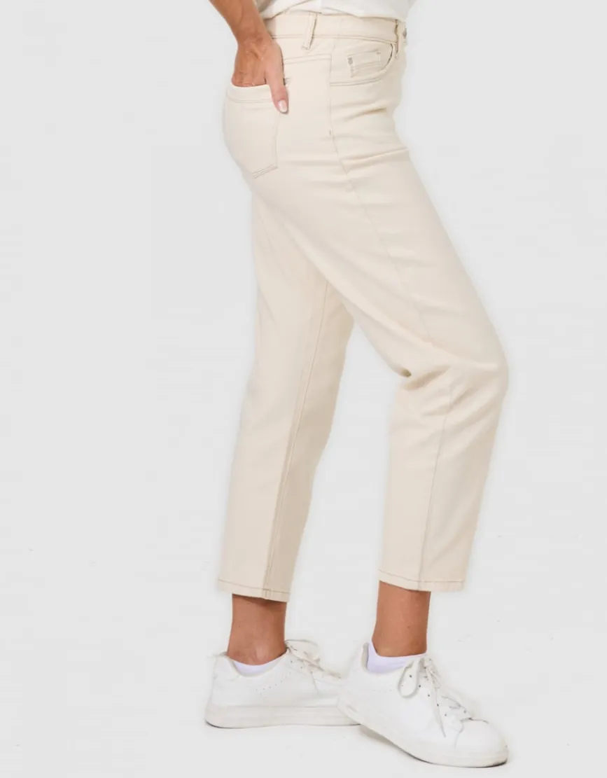 Jean mom 7/8è coton beige