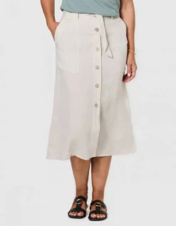 Jupe longue lin beige