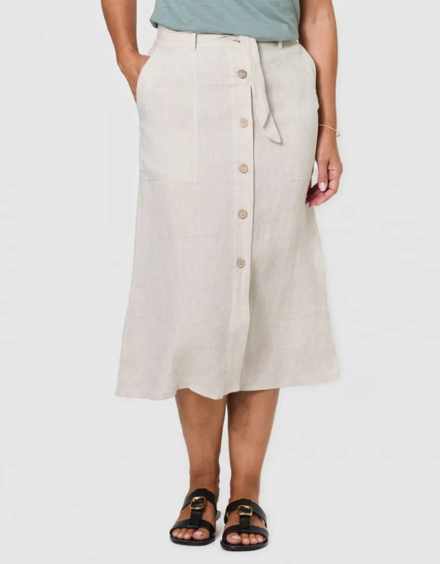 Jupe longue lin beige