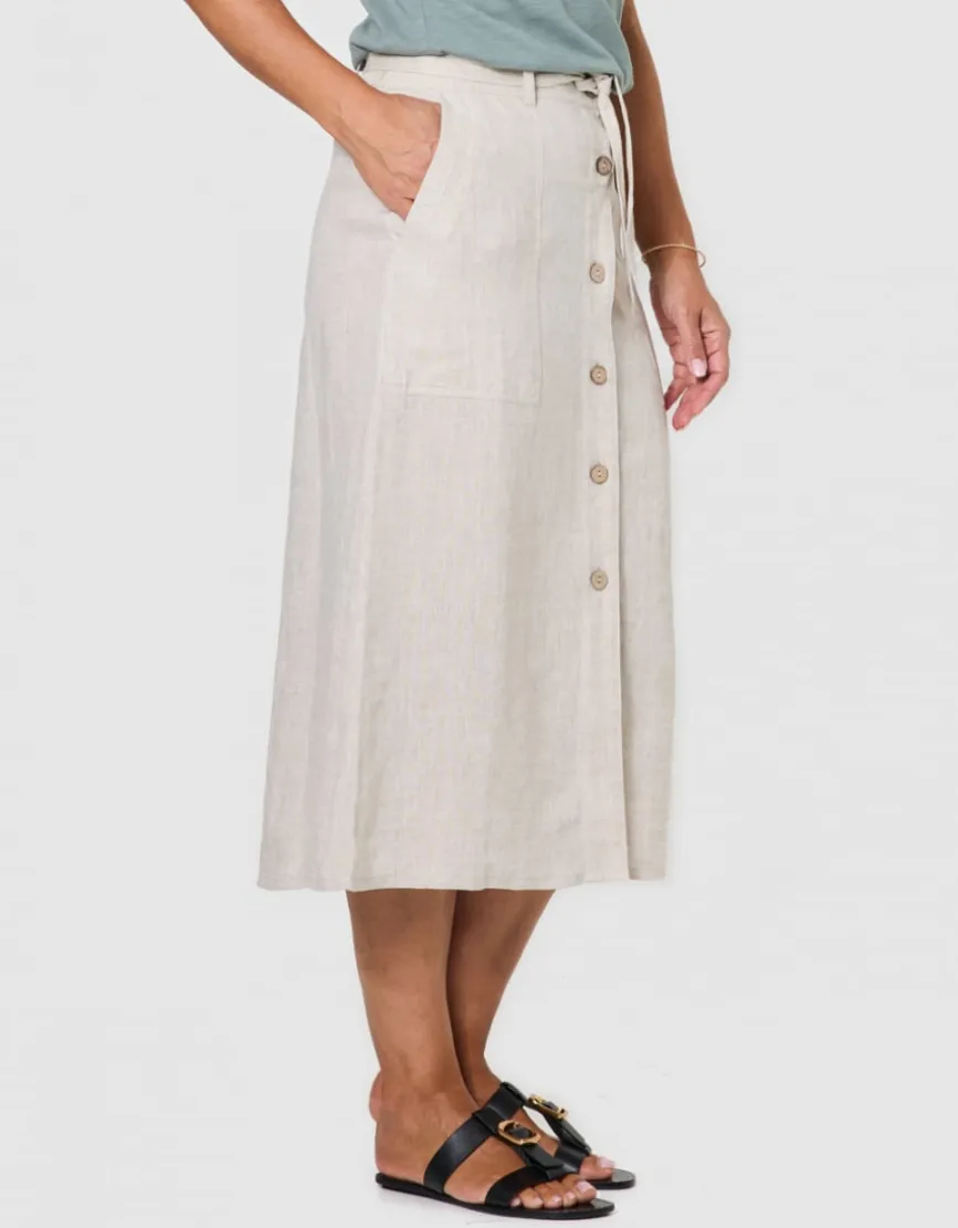 Jupe longue lin beige