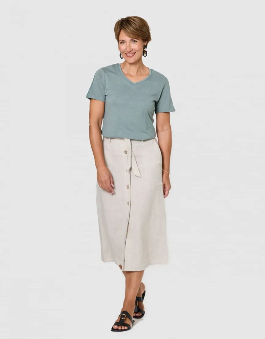 Jupe longue lin beige