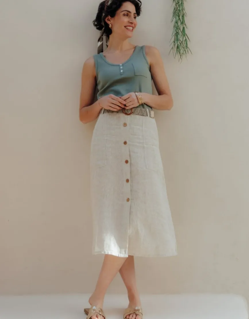 Jupe longue lin beige