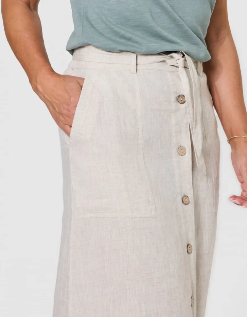 Jupe longue lin beige