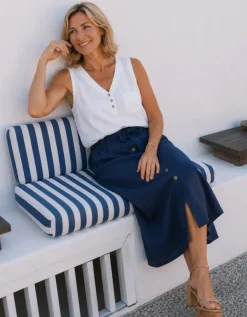 Jupe longue lin bleu