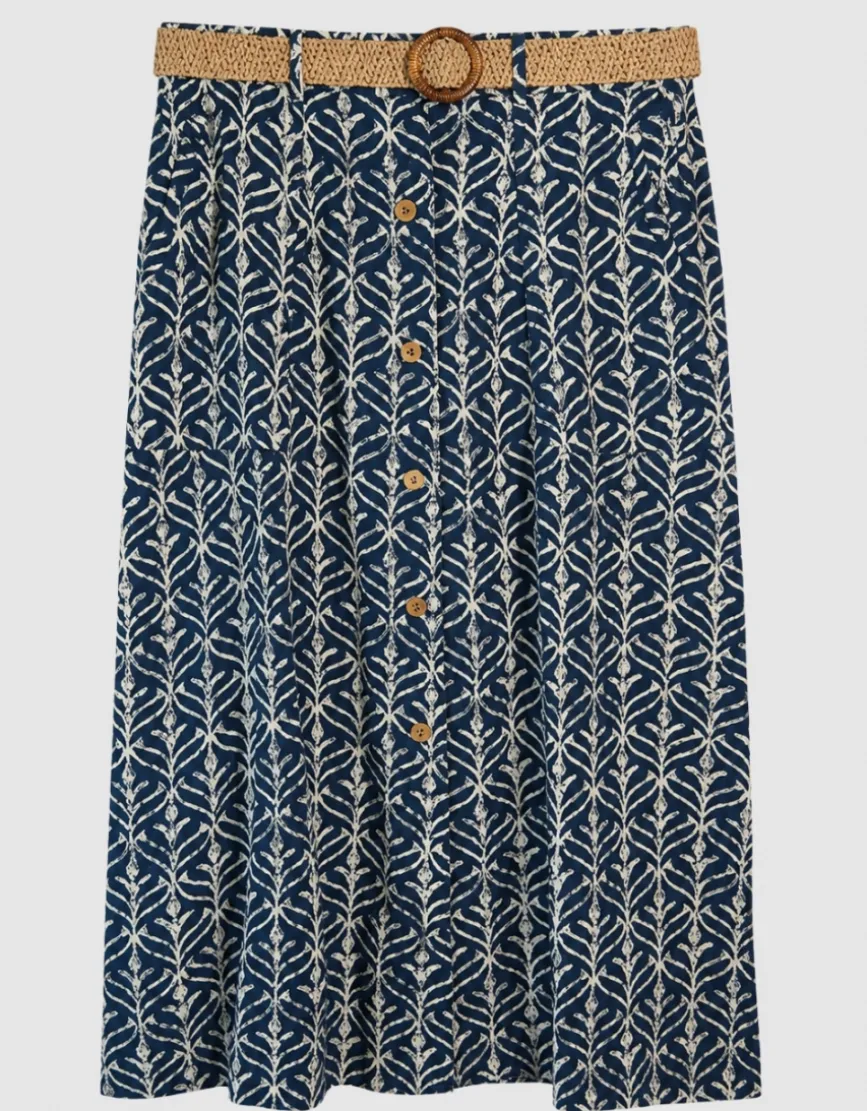 Jupe longue motif bleu