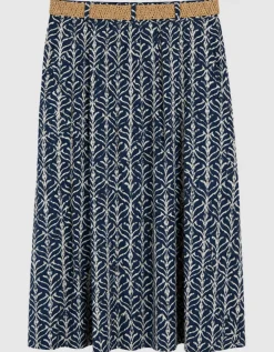 Jupe longue motif bleu