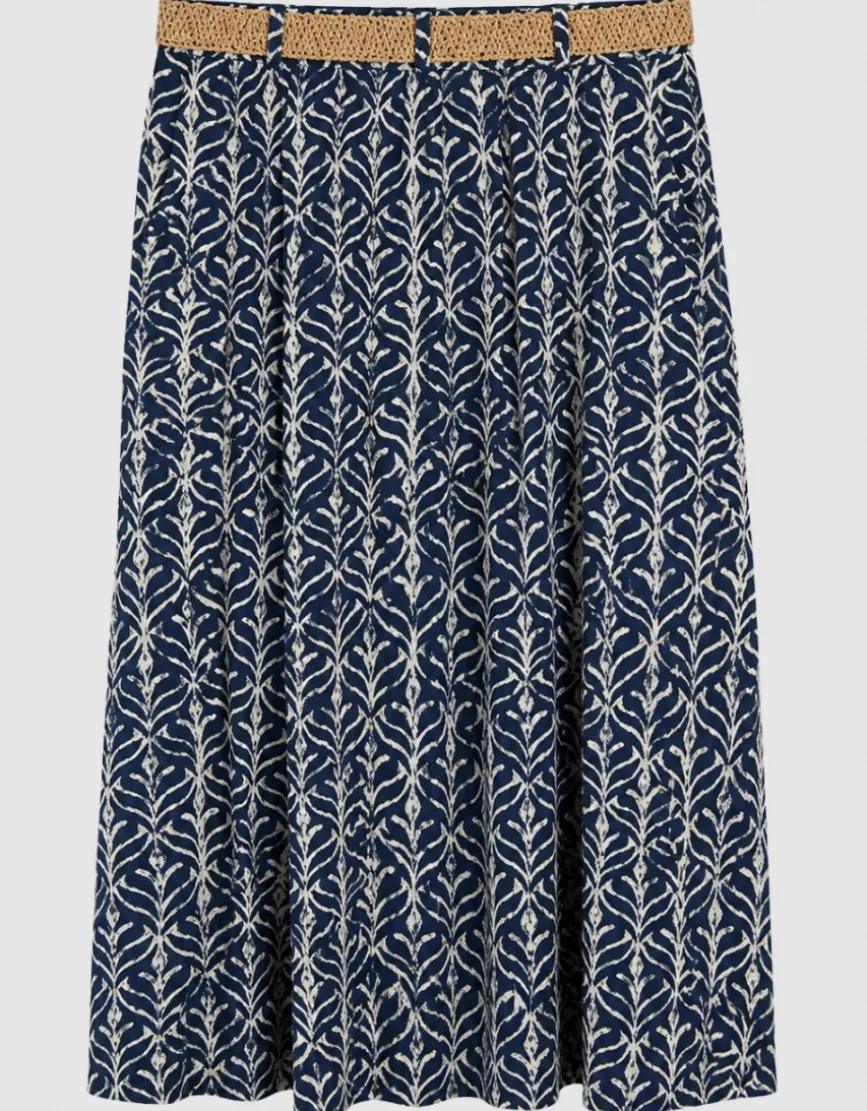 Jupe longue motif bleu