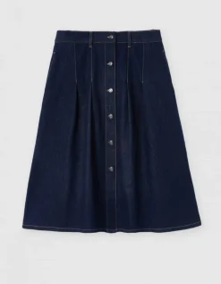 Jupe mi-longue jean brut