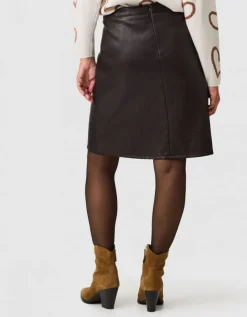 Jupe simili cuir marron