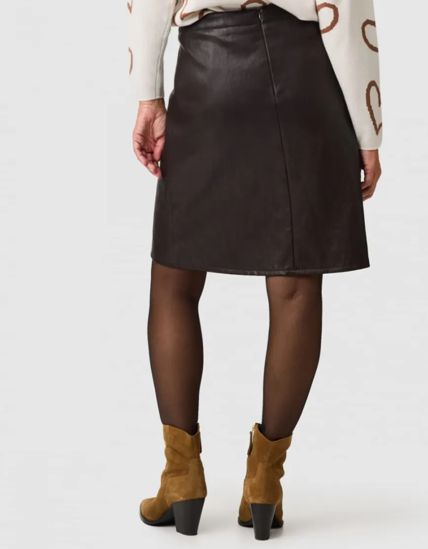 Jupe simili cuir marron