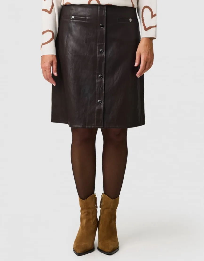 Jupe simili cuir marron