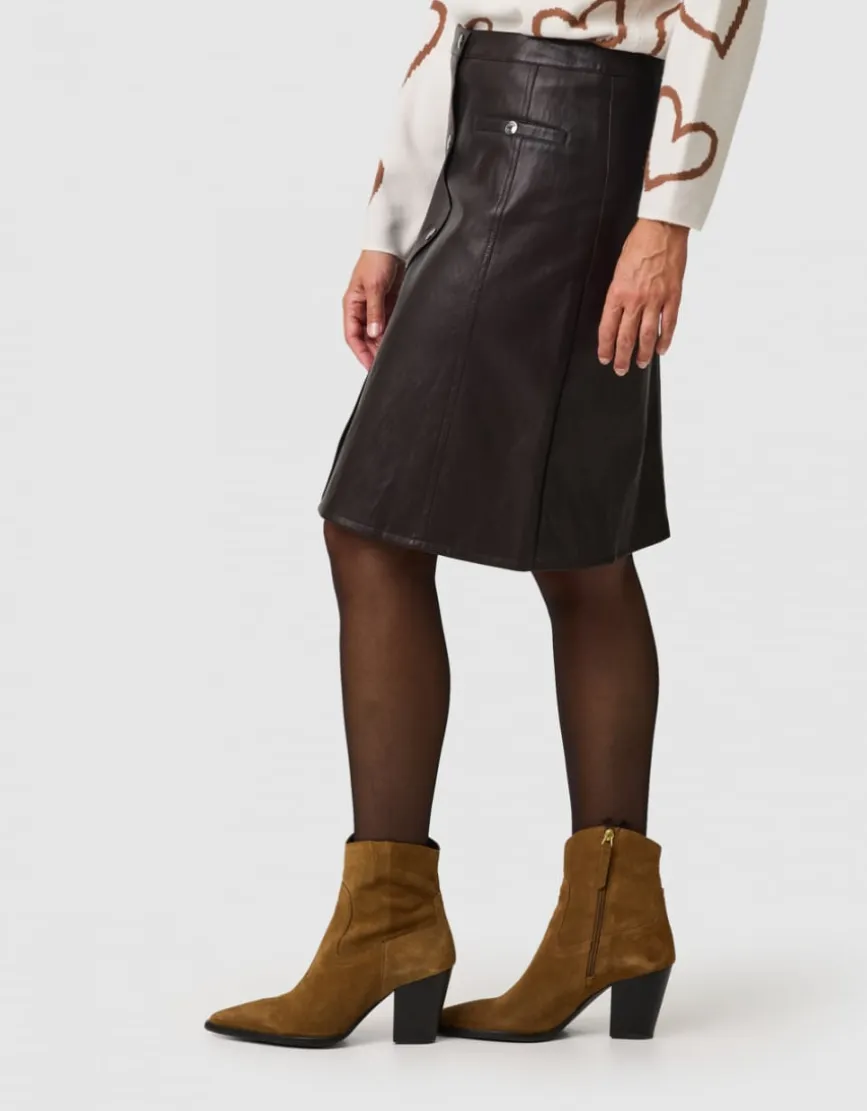 Jupe simili cuir marron