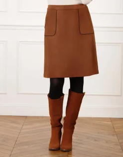 Jupe suédine camel