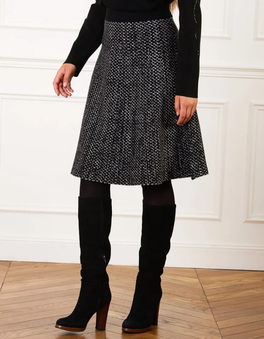 Jupe évasée maille gris