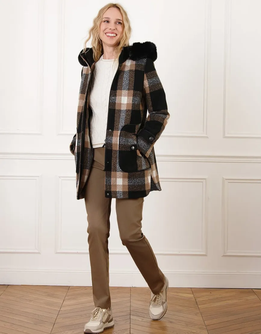Manteau carreaux noir