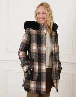 Manteau carreaux noir