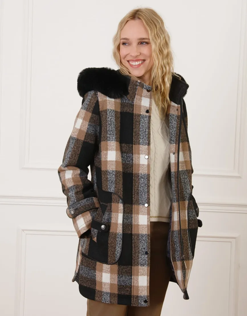 Manteau carreaux noir