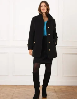 Manteau chic noir boutons