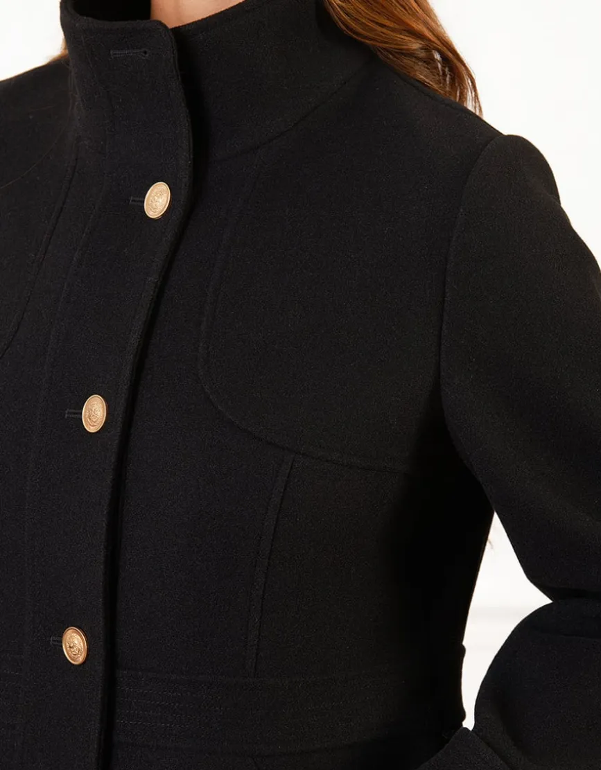 Manteau chic noir boutons