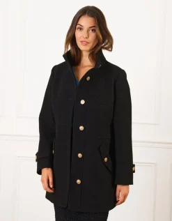 Manteau chic noir boutons
