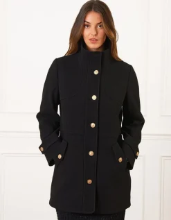 Manteau chic noir boutons