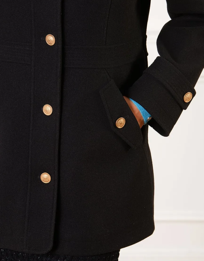 Manteau chic noir boutons
