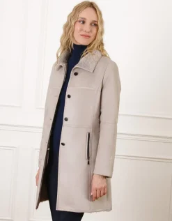 Manteau peau lainée taupe
