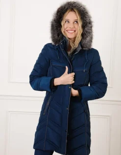 Parka longue bleu marine