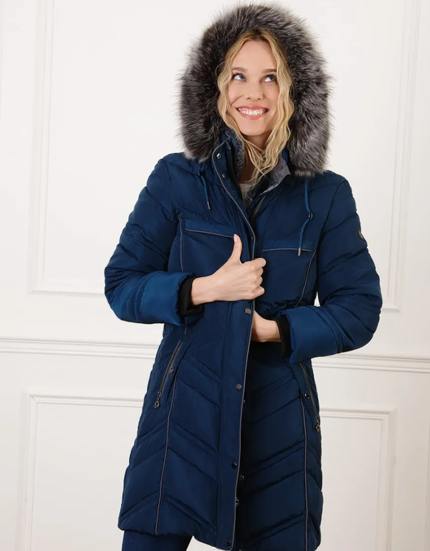 Parka longue bleu marine