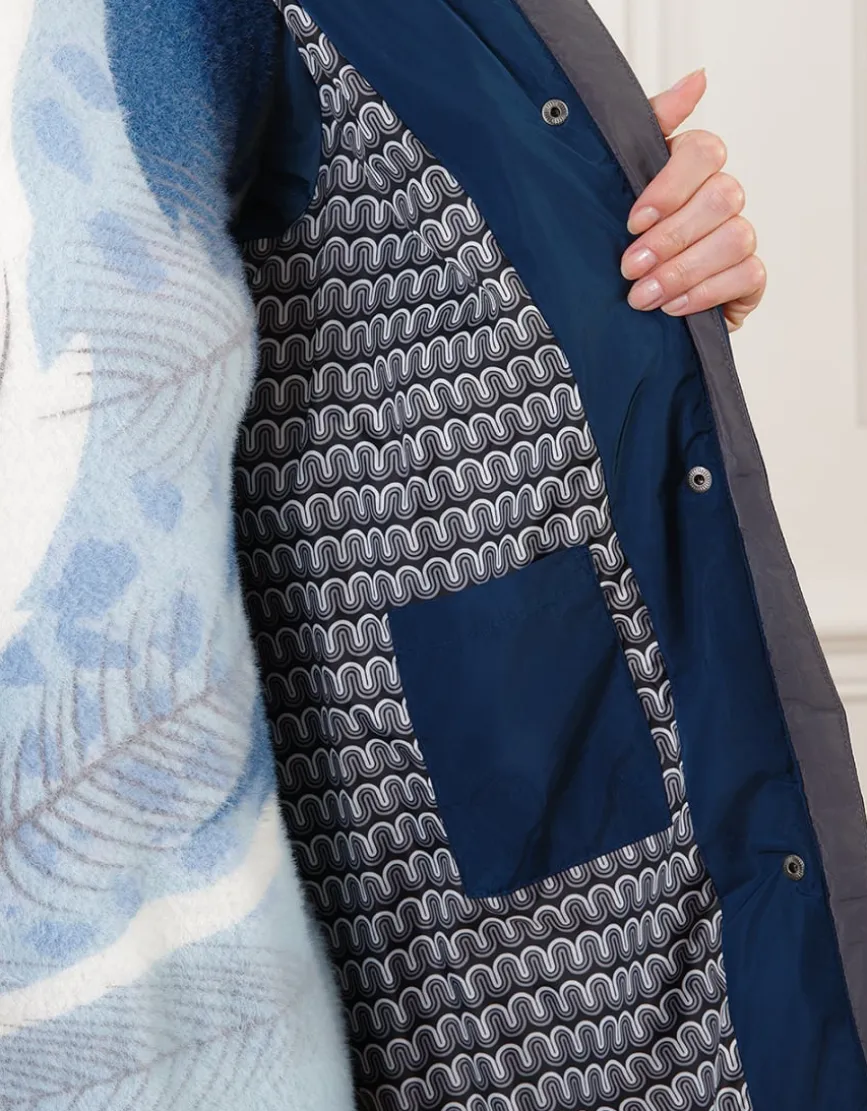 Parka longue bleu marine