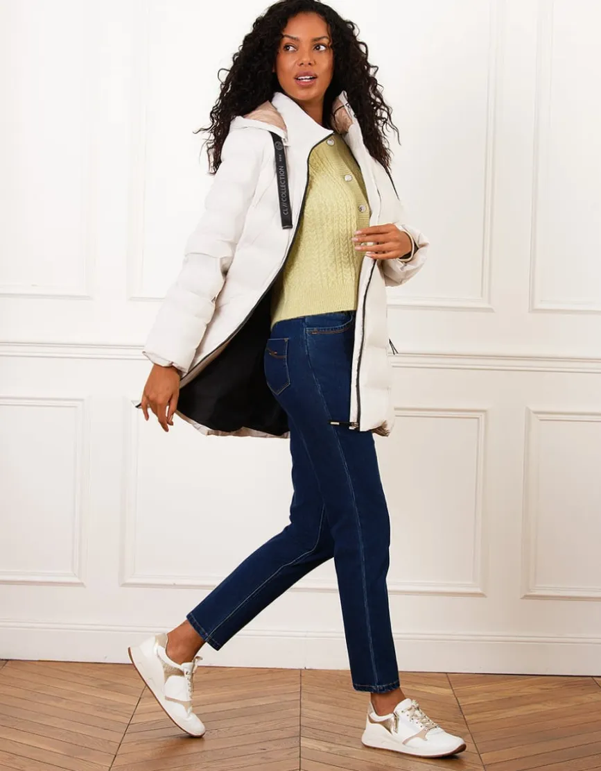Parka longue écru mat
