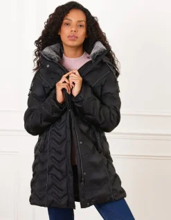 Parka longue noire mat