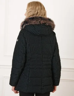 Parka noire pied de poule