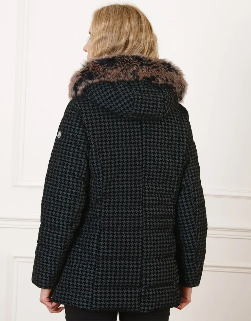 Parka noire pied de poule