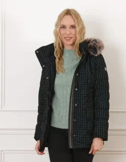 Parka noire pied de poule