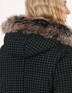 Parka noire pied de poule