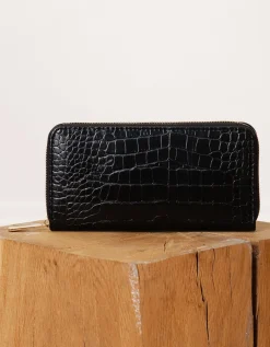 Portefeuille noir croco