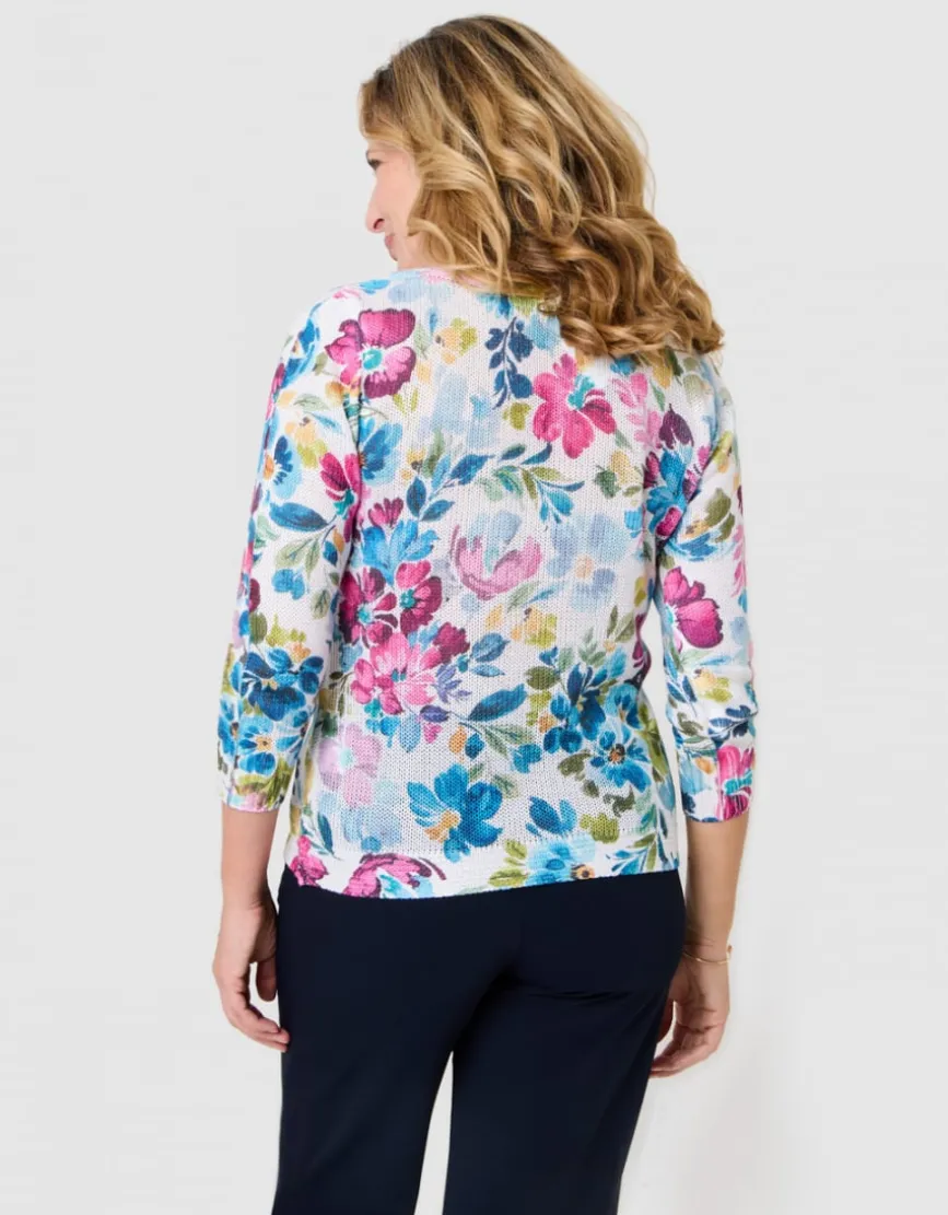 Pull ajouré motif blanc