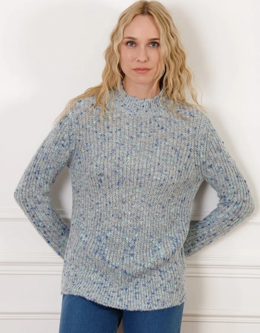 Pull bleu moucheté