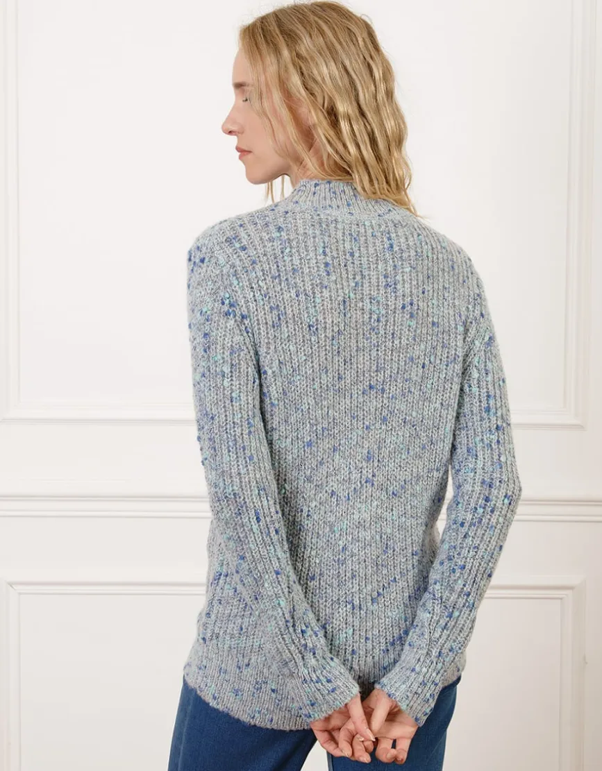 Pull bleu moucheté