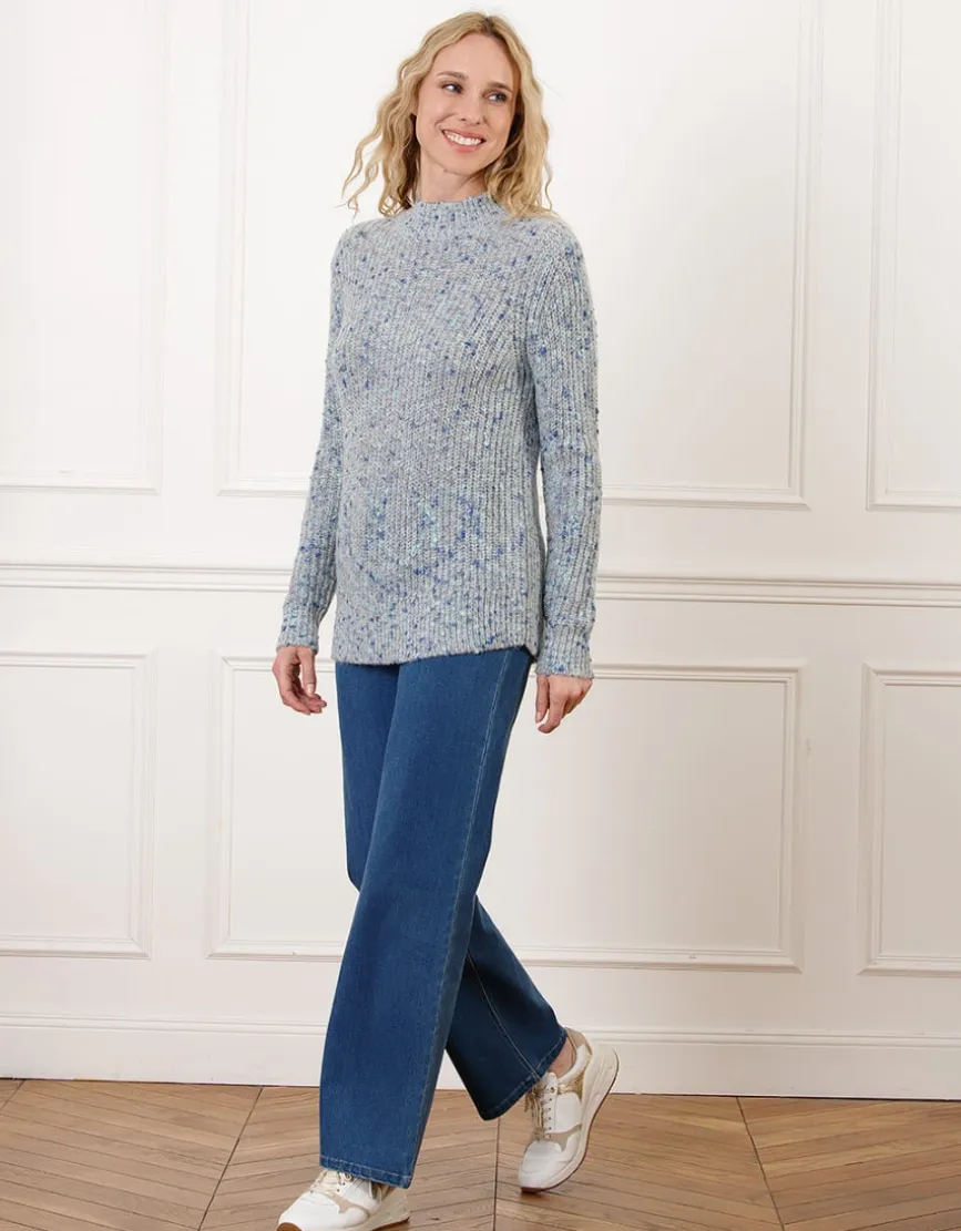 Pull bleu moucheté