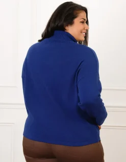 Pull chaud col roulé bleu