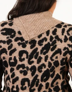 Pull chaud marron léopard