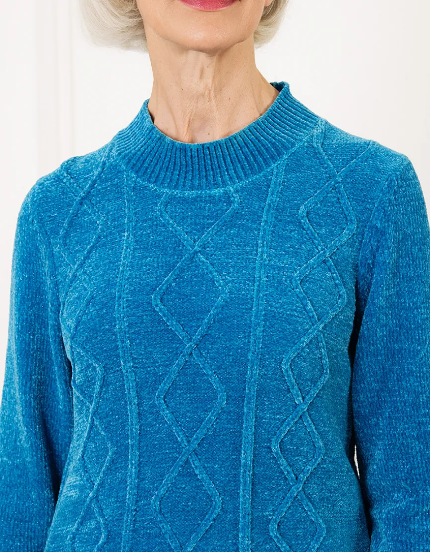 Pull chenille bleu