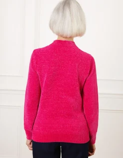 Pull chenille rose