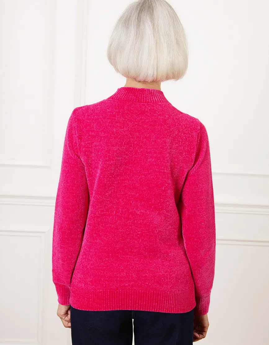 Pull chenille rose