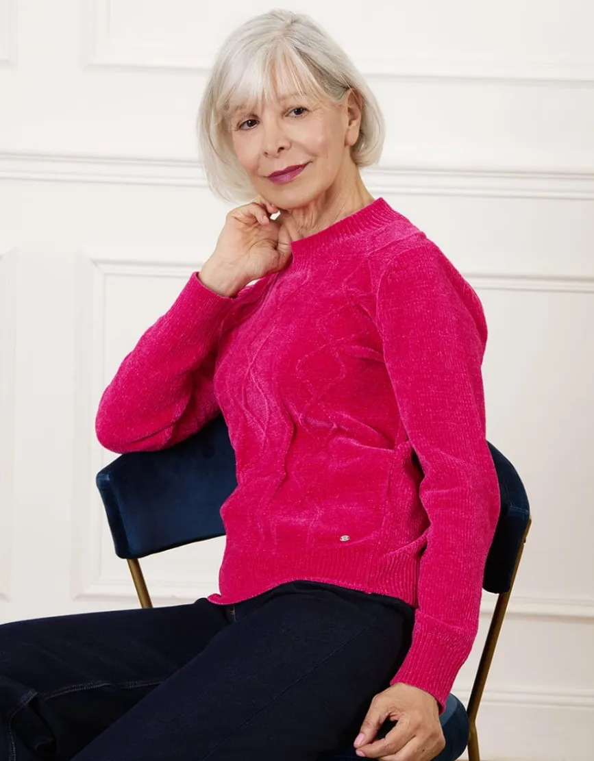 Pull chenille rose