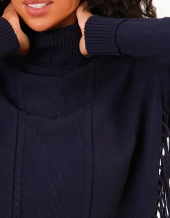 Pull col roulé marine