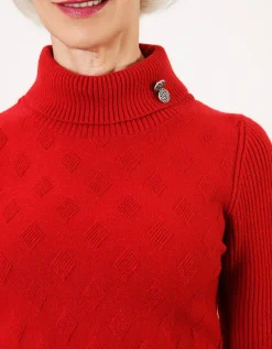 Pull col roulé rouge