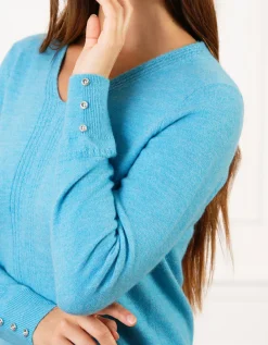 Pull col V laine bleu
